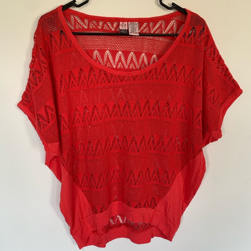 Red/Orange cutout dolman top L